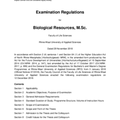 Examination Regulations for Biological Resources, MSc