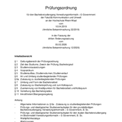 Prüfungsordnung für den Bachelorstudiengang Verwaltungsinformatik – E-Government