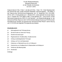Prüfungsordnung für den Masterstudiengang Biological Resources
