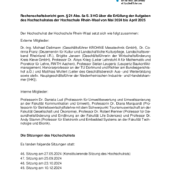 Report on the Activities of the University Council from May 2024 to April 2025