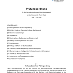 Prüfungsordnung für den Bachelorstudiengang Kindheitspädagogik