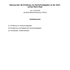 Satzung über die Erhebung von Hochschulabgaben