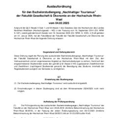 Auslaufordnung für den Bachelorstudiengang Nachhaltiger Tourismus