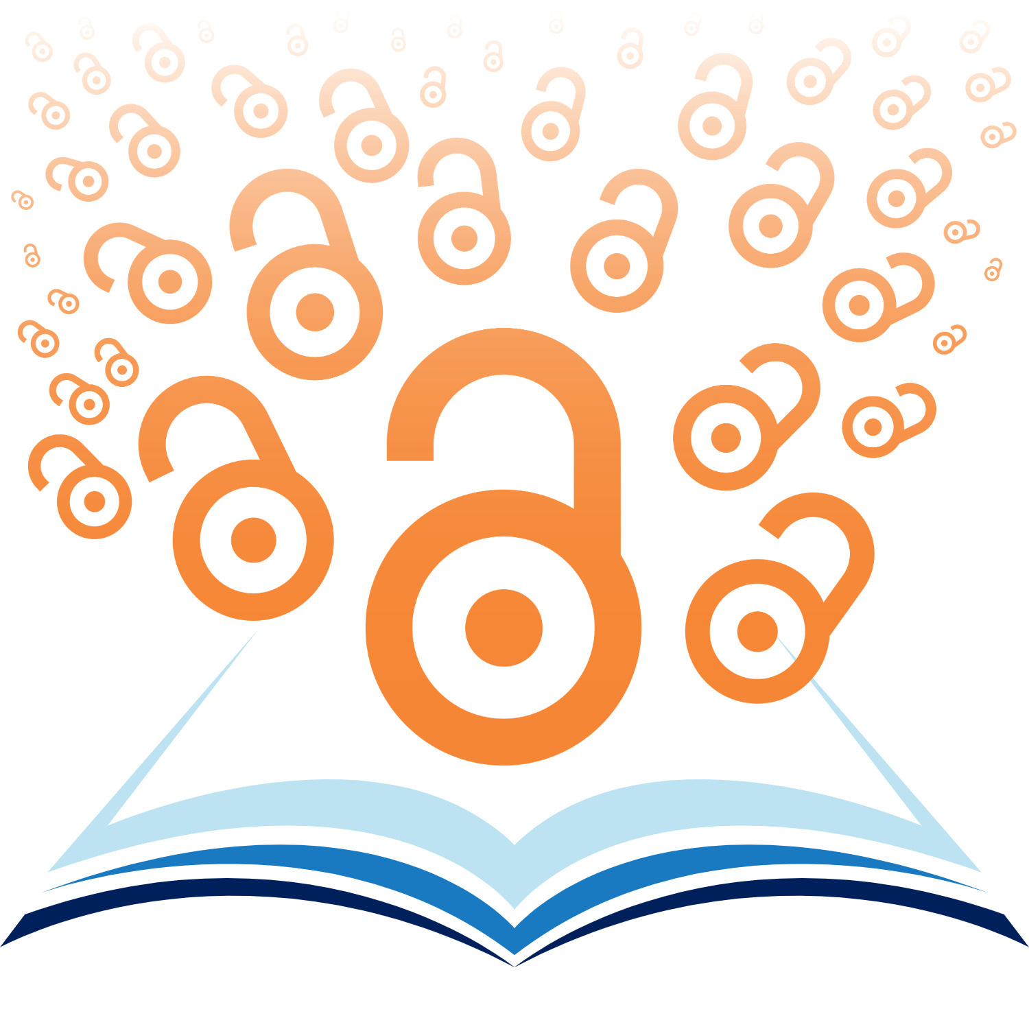 Ein aufgeklapptes Buch mit vielen Open-Acces-Logos