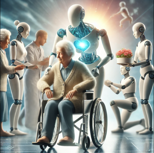 DALL·E 2024-10-01 17.21.56 - A symbolic image representing the future of care in the face of a caregiver shortage